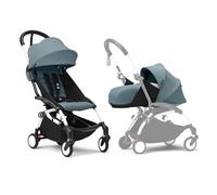 Poussette Stokke YOYO3 avec pack nouveau-né et pack couleur 6+ - Comprend un cadre blanc, un pack couleur YOYO 6+ (Aqua) et un pack nouveau-né 0+ (Aqua)