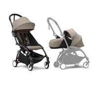 Poussette Stokke YOYO3 avec pack nouveau-né et pack couleur 6+ - Comprend un cadre noir, un pack couleur YOYO 6+ (Taupe) et un pack nouveau-né 0+ (Taupe)