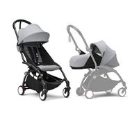 Poussette Stokke YOYO3 avec pack nouveau-né et pack couleur 6+ - Comprend un cadre noir, un pack couleur YOYO 6+ (Stone) et un pack nouveau-né 0+ (Stone)
