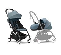Poussette Stokke YOYO3 avec pack nouveau-né et pack couleur 6+ - Comprend un cadre noir, un pack couleur YOYO 6+ (Aqua) et un pack nouveau-né 0+ (Aqua)