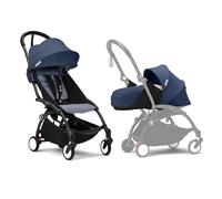 Poussette Stokke YOYO3 avec pack nouveau-né et pack couleur 6+ - Comprend un cadre noir, un pack couleur YOYO 6+ (Air France Blue) et un pack nouveau-né 0+ (Air France Blue)