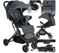 POUSSETTE - TECTAKE - Poussette buggy FINN pliable avec harnais à 5 points et frein de stationnement - Gris anthracite