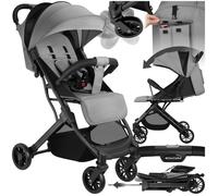 POUSSETTE - TECTAKE - Poussette buggy FINN pliable avec harnais à 5 points et frein de stationnement - Gris