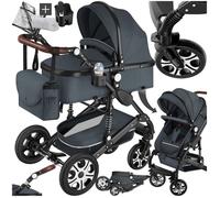 tectake® Poussette combinée Pliable 0-36 mois avec Nacelle & Poussette canne Siège sport Panier Harnais 5 points Poussette compacte Poussette voyage Accessoires Bébé Nouveau né Enfant Baby stroller