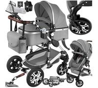 tectake® Poussette combinée Pliable 0-36 mois avec Nacelle & Poussette canne Siège sport Panier Harnais 5 points Poussette compacte Poussette voyage Accessoires Bébé Nouveau né Enfant Baby stroller