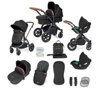 Poussette Tout-Terrain 12 pcs Ickle Bubba Stomp Luxe - Système de Voyage 3 en 1 avec Siège Auto i-Size Cirrus - Siège Réversible, Landau, Capote UPF 50+ & Accessoires (Noir/Minuit/Tan)