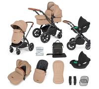 Poussette Tout-Terrain 12 pcs Ickle Bubba Stomp Luxe - Système de Voyage 3 en 1 avec Siège Auto i-Size Cirrus - Siège Réversible, Landau, Capote UPF 50+ & Accessoires (Noir/Désert/Tan)