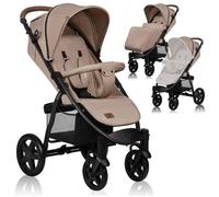 Poussette tout terrain LIONELO Annet Plus - Grandes roues - Jusqu'à 22 kg - Amortisseurs - Accessoires - Beige