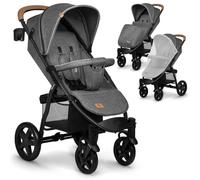 Poussette tout terrain LIONELO Annet Plus - Grandes roues - Jusqu'à 22 kg - Amortisseurs - Accessoires - Gris