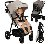 Poussette tout terrain LIONELO Iva - Matériau premium - Jusqu'à 22 kg - Grande espace - Imperméable - Beige