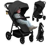 LIONELO MIRA Poussette Canne Jusqu'à 22 kg de 6 m à 4 ans Roues Pivotantes à 360 ° Amortissement Total des Chocs Dossier et Repose-pieds Réglables Auvent XXL UPF50+ Grand Panier Jusqu'à 3 kg (Grey)