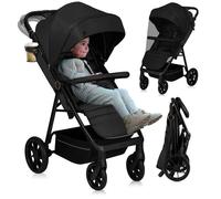 Poussette tout terrain LIONELO Mira - Jusqu'à 22 kg - Grande surface - Grandes roues - Noir