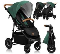 Poussette tout terrain LIONELO Natt - Grandes roues gonflables - Légère & pliable - Jusqu'à 22 kg - Vert