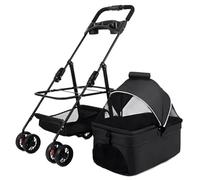 Poussette/transporteur pour Animaux de Compagnie 3-en-1 pour Petits Chiens Chats/siège D'auto pour Chien - Poussette pour Chien avec Support Amovible,Black