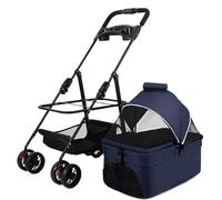 Poussette/transporteur pour Animaux de Compagnie 3-en-1 pour Petits Chiens Chats/siège D'auto pour Chien - Poussette pour Chien avec Support Amovible,Blue
