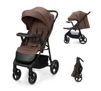 Poussette Kinderkraft Trig 3 Tr Avec Plateau Click & Fold, Assise Allongée 91,5 Cm, Roues Pivotantes 360°, Capote Déperlante Marron TU