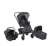 Poussette trio Chrome + Nacelle chrome + Coque I-Snug 2 + Adaptateurs + Habillage pluie Ember - JOIE - Noir Noir G