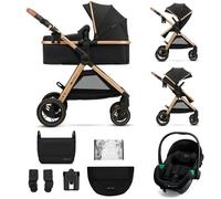 Poussette Kinderkraft ESME PRO 3 en 1 Pliable avec Nacelle Transformable Travel System Grandes Roues Tout Terrain Noir