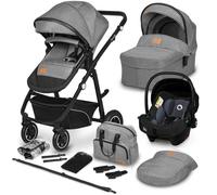 LIONELO Bianka - Poussette combinée 3en1 - Jusqu'à 22Kg - Pack poussette, nacelle, siège auto, sac et accessoires - Gris