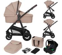 Poussette 3 en 1 LIONELO Bianka - Pack poussette - Nacelle - Siège auto - Sac - Habillage pluie - Couvre-jambes - Marron