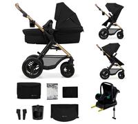 Kinderkraft MOOV2 AIR Poussette 4 en 1 Mink PRO I-Size, système de voyage, poussette bébé, poussette pliable, de la naissance à 3 ans, Noire