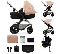 Kinderkraft MOOV2 AIR Poussette 4 en 1 Mink PRO I-Size, système de voyage, poussette bébé, poussette pliable, de la naissance à 3 ans, Beige