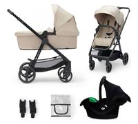 Kinderkraft NEWLY 3 en 1 Poussette, Avec Siège Auto MINK PRO I-Size 2 en 1 360 degrés, Poussette Canne, Trio, SYSTÈME DE VOYAGE, Landau Bébé, Accessoires, Adaptateurs, Nacelle, Jusqu’à 22 kg, Beige