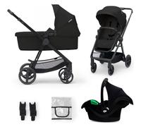 Kinderkraft NEWLY 3 en 1 Poussette, Avec Siège Auto MINK PRO I-Size 2 en 1 360 degrés, Poussette Canne, Trio, SYSTÈME DE VOYAGE, Landau Bébé, Accessoires, Adaptateurs, Nacelle, Jusqu’à 22 kg, Noir