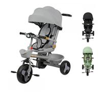 Poussette triporteur -MIPAN- Tricycle bébé - Avec capote solaire + Sécurité 5 points +Musique + Lumières- Pour 1 à 5 ans -Gris
