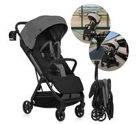 Lionelo Poussette canne Julie Air – légère, pliage une main, roues 360°, jusqu'à 22 kg (Grey)