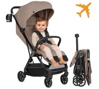 Poussette Ultra-compacte LIONELO Bess - Compatible avion - Léger - Pliage rapide - Jusqu'à 4 ans - Beige