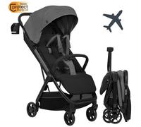 LIONELO Julie Air Poussette Canne jusqu'à 22 kg de 6 m à 4 ans Pour Avion Roues pivotantes à 360 ° Suspension Pliage avec Une Main Réglage du Dossier Canopy UPF50+, Légère (Grey)