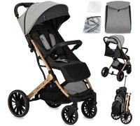 Poussette Bébé Citadine Ultra Compacte Momi Estelle Dakar - De 0 À 36 Mois - Jusqu'à 22kg - Gris Gris