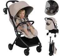 Lionelo Sia Poussette Compacte jusqu’à 22 kg Se Plie et Tient Debout, Léger 5,9 kg, Position Allongée Capote XXL UPF50+ Imperméable, Boucle Magnétique Grand Panier 3 kg (SABLE BEIGE)