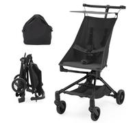 Poussette ultra légère, pliable, seulement 4,8 kg, ceinture de sécurité 5 points, 6 à 36 mois, poussette de sport tout terrain avec soleil et couverture de pluie, poussette 0° à 180 °, noire