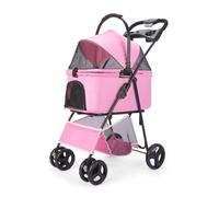 Poussette universelle pour chiens et chats - Chariot de voyage à quatre roues avec roues tout-terrain, légère et pliable pour les aventures en plein air