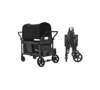 Poussette Wagon pour 4 Enfants-Duoku-Poussette Quadruple Pliable-avec Poignée Réglable-Harnais de Sécurité et Auvent Amovible