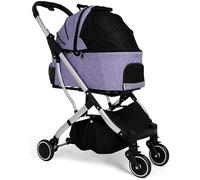 Poussettes améliorées à 4 roues pour animaux de compagnie, poussettes pour chats avec transporteur amovible, poussettes pour chiens de taille moyenne et petite, siège de voiture respirant, grande ca