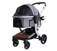 Poussettes améliorées pour chiens de petite et moyenne taille, poussette pour chats, chiens séparables, poussette pour chien et chat, poussette légère et pliable, 4 roues (gris a) (gris a)