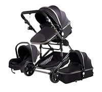 Poussettes Citadines Poussettes Combinées Poussette 3 en 1 Tricycle Baby Walker Poussette Haute Paysage Pousettes Pliantes Trolley Bébé Landau pour Bébé 0-36 Mois (Noir)