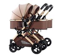 Poussettes doubles for bébé, Poussette for bébé Jumeaux - Poussette jumelle compacte et confortable, Poussette jumelle for bébé, Poussette tandem à double siège avec sièges en tandem (Color : Khaki)