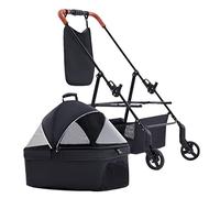 Poussettes for animaux de compagnie for petits chiens, poussette for chat, chariot de voyage, chariot for animaux de compagnie détachable, landau for chien, poussette avec sac de poche(Black)