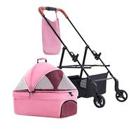 Poussettes for animaux de compagnie for petits chiens, poussette for chat, chariot de voyage, chariot for animaux de compagnie détachable, landau for chien, poussette avec sac de poche(Pink)