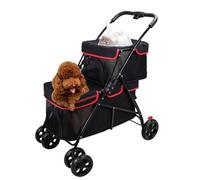 Poussettes for chiens de compagnie à double couche for petits chiens, poussette for chien à 2 couches for 2 chats, poussettes for chiens for chiots et chats, chariot à partager, poussettes de voyage(N