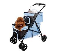 Poussettes for chiens de compagnie à double couche for petits chiens, poussette for chien à 2 couches for 2 chats, poussettes for chiens for chiots et chats, chariot à partager, poussettes de voyage(B