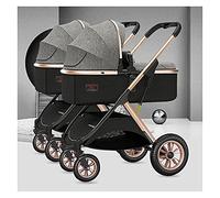 Poussettes Jumelles Pliables Landau Amovible Côte à Côte Poussette Double for Bébé Poussette Double for Bébé, Poussette Tandem Double Siège Légère avec Dossier Réglable (Color : Grey)