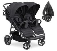 hauck Poussette Double Jumeaux UpTown Duo, avec Position Couchée, Pliable, Compacte, Tout Terrain, Jusqu'à 30 kg, Pare Soleil UV 50+ et Porte Gobelet, Noir