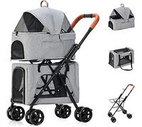Poussettes légères pour animaux de compagnie pour chiens et chats Landau pour chien à 4 roues Poussette pour animaux de compagnie Poussette double pour animaux de compagnie Idéal pour les transporte