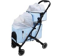 Poussettes légères pour animaux de compagnie pour chiens et chats, landau pour chien, poussette double couche pour animaux de compagnie, transport respirant pour chat, poussette amovible à deux couc