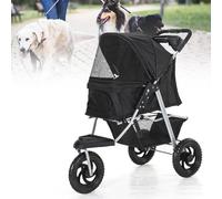 Poussettes Légères Pour Chien, Coton Amovible Intégré, Maille Respirante, Roue Avant Universelle À 360°, Poussette Pour Chien Avec Frein/plateau De Rangement